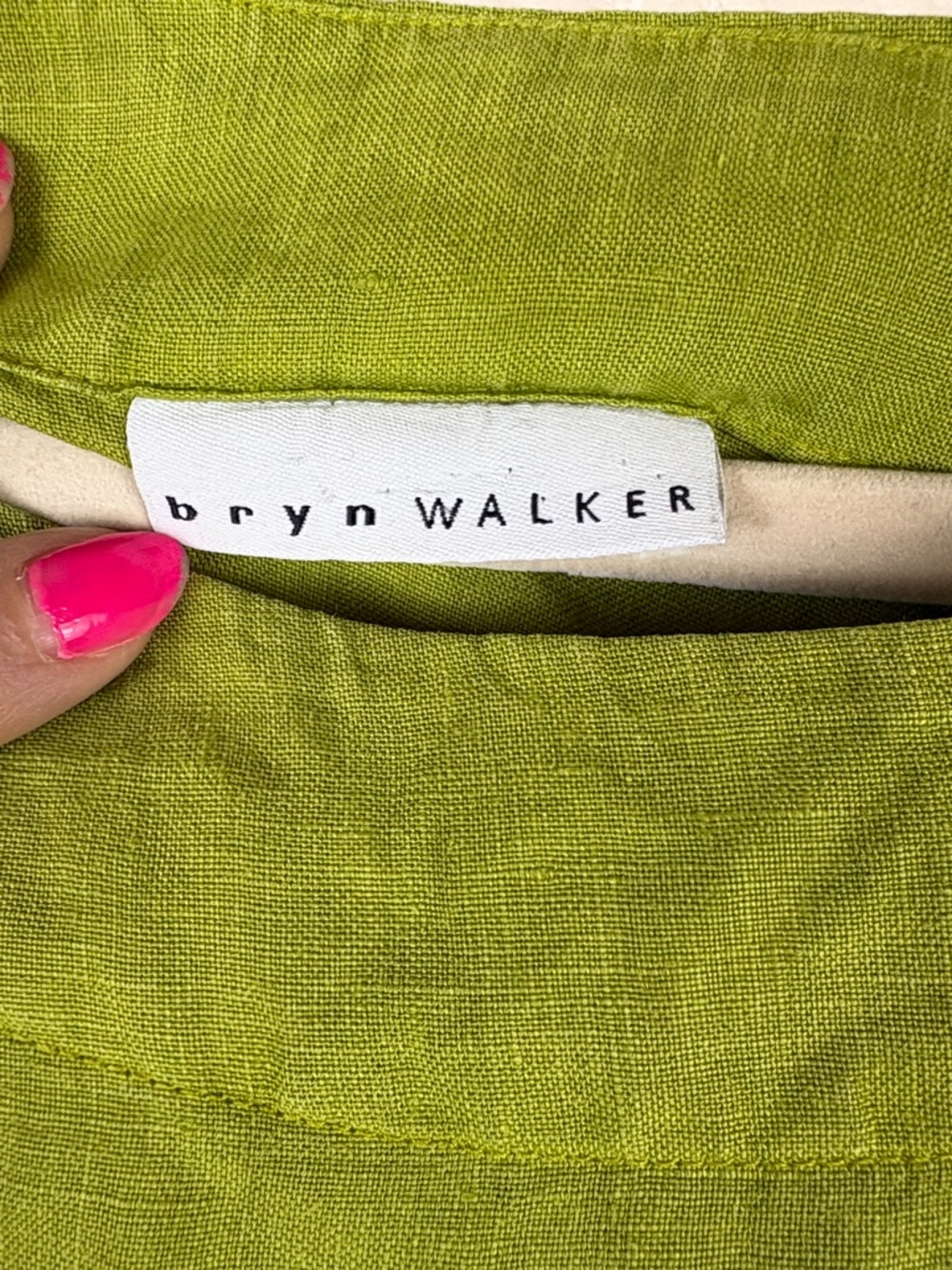Bryn Walker Oversized 100% Linen Lime Green Tunic Top Lagenlook Size 3X - Picture 2 of 14